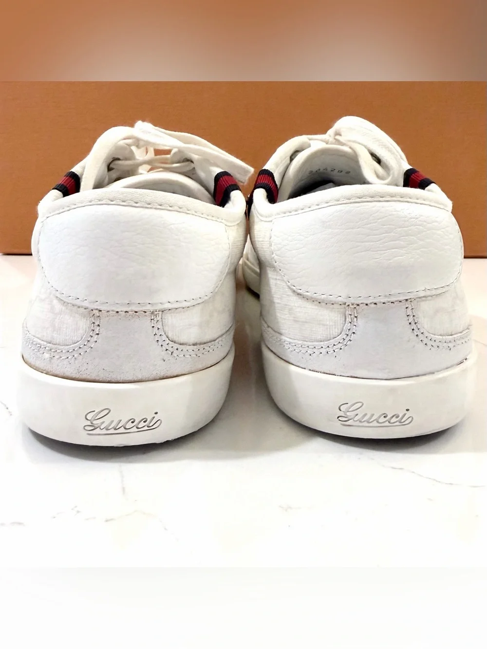 Authentic Gucci Off-White GG Monogram Canvas Low-Top Sneakers